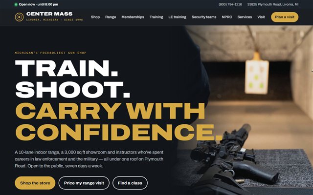 Center Mass indoor range concept site