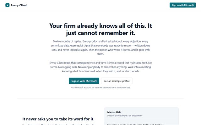 Envoy Client landing page