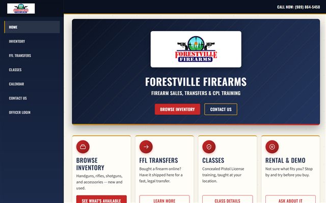 Forestville Firearms landing page