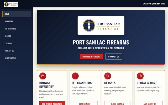 Port Sanilac Firearms landing page